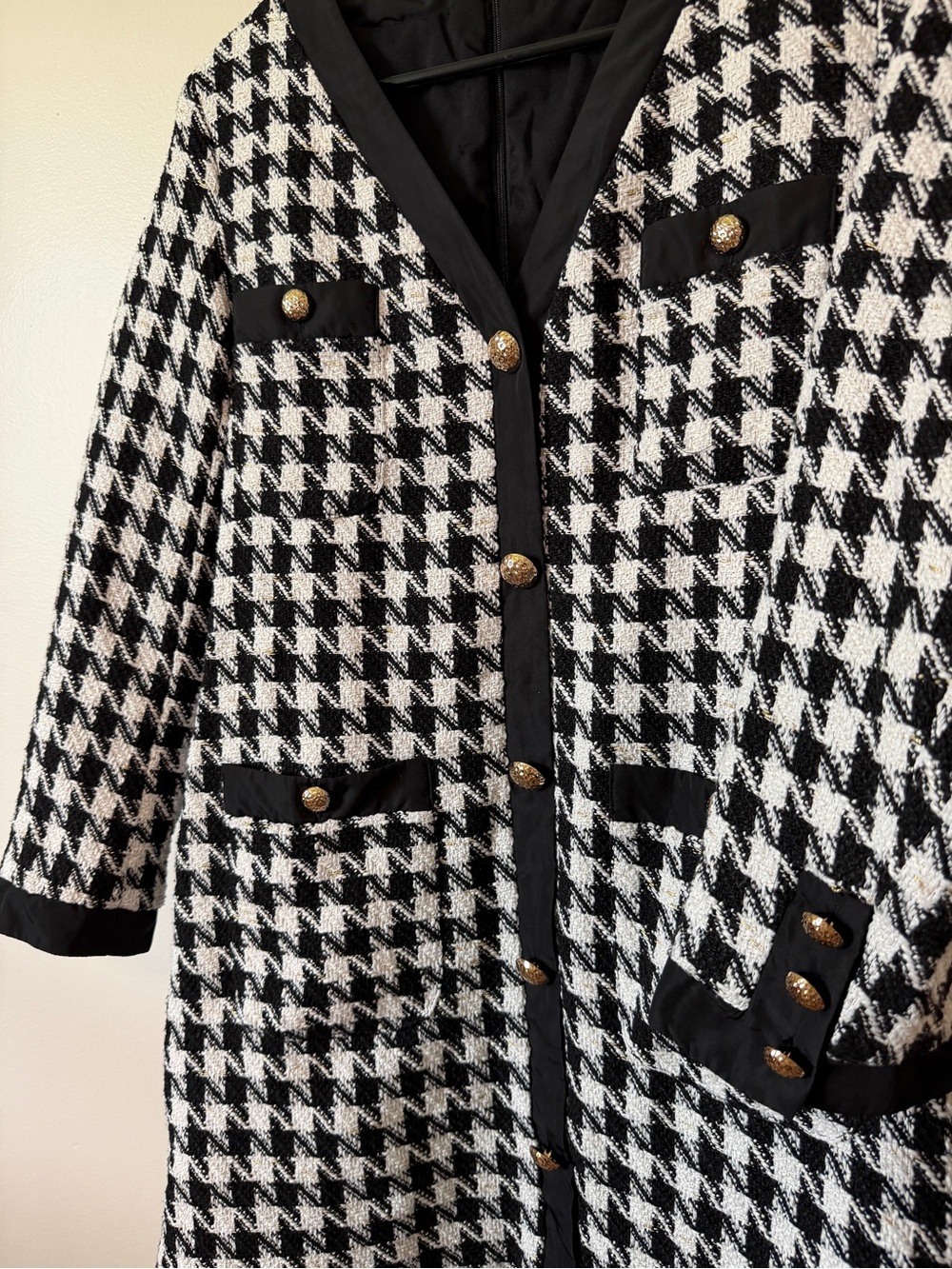 Tuckernuck Pomander Place houndstooth tweed black and white Coco dress size M - Picture 5 of 6